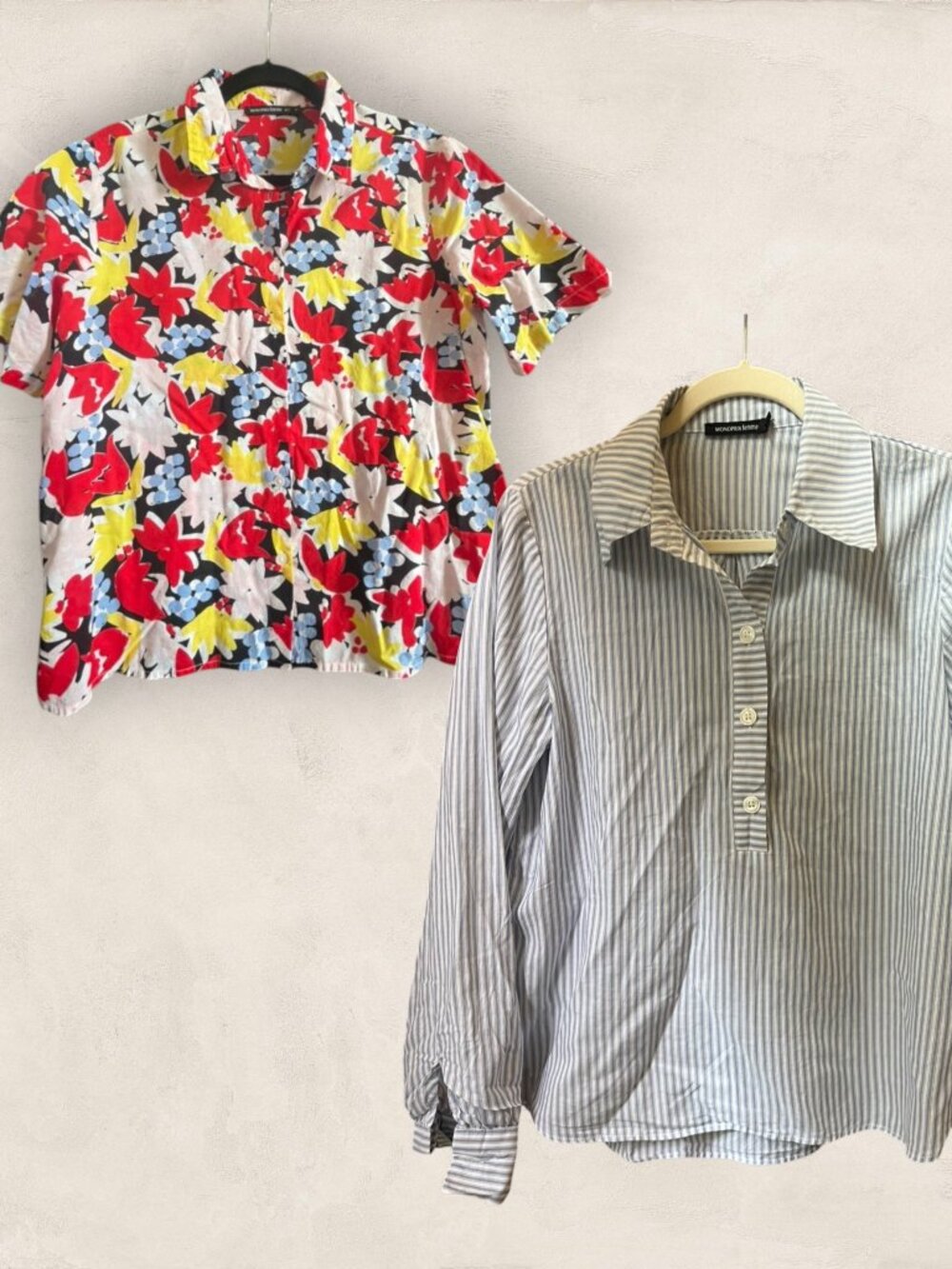 🇫🇷 Monoprix Femme | Set of 2 Tops Bundle (Bright Floral & Blue Stripe)